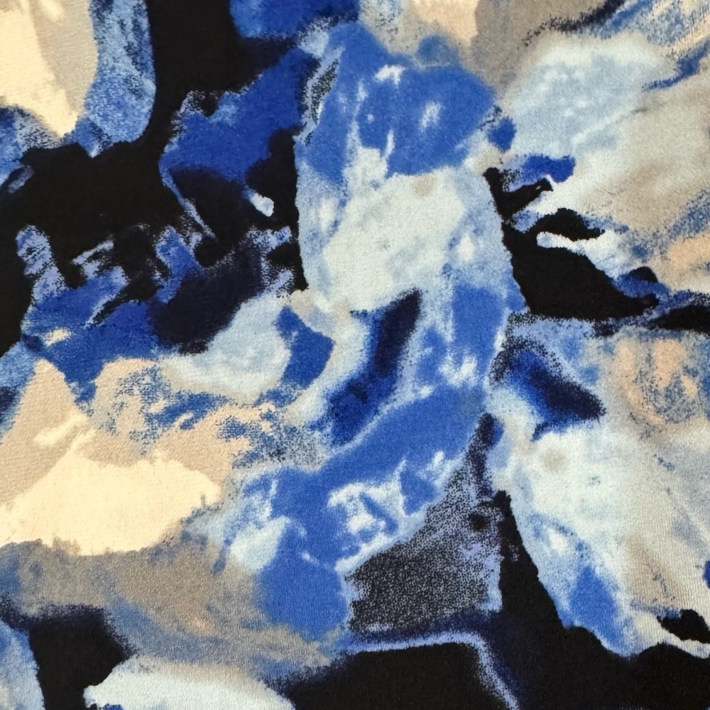 Calvin Klein Floral Draped Neck Blouse Sleeveless Blue White Petite 8 - Picture 4 of 7